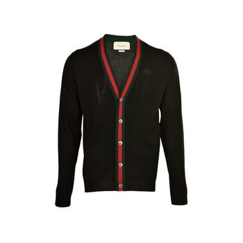 gucci 古驰/男款织带羊毛开衫 黑色 m