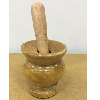 万园琦老式碾胡椒粉漆木质碾子胡椒面磨器传统中药碾磨器手动磨碎胡椒