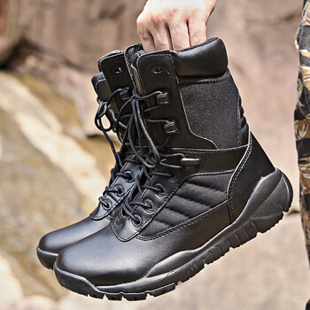 战狼突击超轻作战靴男靴透气防滑战术靴休闲登山鞋户外拓展鞋黑色系带