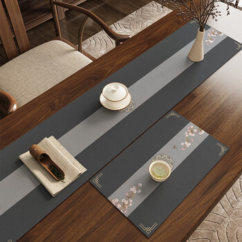 妙普乐 茶桌上铺的布 中式桌旗免洗茶席茶桌垫布硅藻泥吸水茶台防水