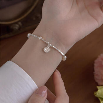 可颖s925纯银珍珠爱心碎银手链女生2024年新款轻奢小众精致感手饰s925