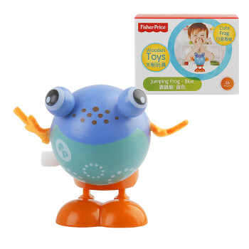 费雪（Fisher-Price）木制 会动跳跳蛙-蓝色发条儿童宝宝智力玩具1-3-6岁 FP1014A