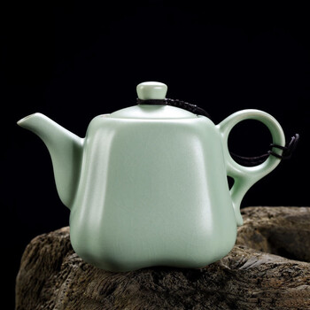 汝窑茶壶西施壶开片可养陶瓷泡茶壶家用简约单壶功夫茶具汝窑四方壶