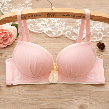少女文胸高中学生内衣无钢圈定型聚拢小胸胸罩薄款发育期胸衣3881粉色