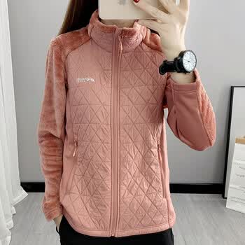 勋狸粑户外抓绒衣女秋季加绒加厚保暖立领运动卫衣休闲大码开衫外套