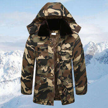 dxyibaa军大衣迷彩大衣男冬季加厚中长款可拆卸保暖宽松军棉大衣短款