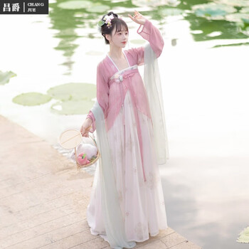 昌爵唐制汉服女仙气飘逸古风中国风齐胸襦裙围裳古装全套春秋送女友