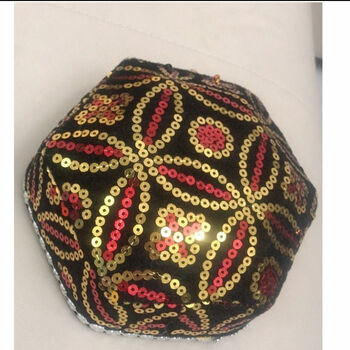 新疆舞蹈民族帽维族帽六角帽舞台演出帽子六角带辫小花帽男女单帽子