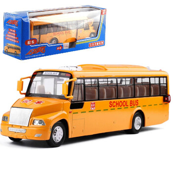 儿童校车玩具汽车模型男孩金属仿真美国大巴士可开门合金回力校巴 4开