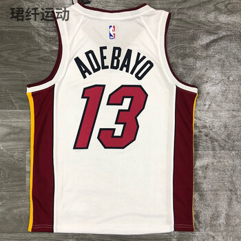 热火队v领白色22号巴特勒球衣阿德巴约希罗詹韦连线高质量热压13号