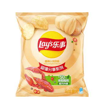 乐事（Lay's）薯片 香辣小龙虾味 135克 休闲零食 膨化食品 香辣小龙虾味 135g*1袋