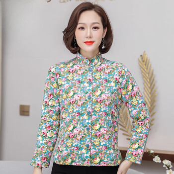 悠奈莎桑蚕丝小棉袄女手工棉袄冬季保暖加厚内胆高棉衣中老年棉服绿