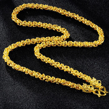 安必凡黄金四方龙骨项链霸气双龙头足金999.9大情人节礼物 72.