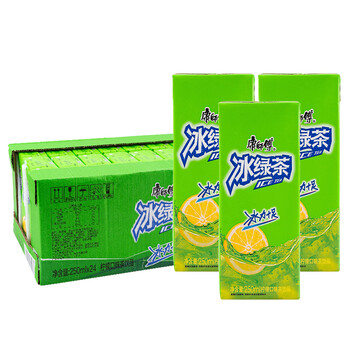 康师傅冰绿茶纸盒250ml*24盒装柠檬口味茶饮料夏季解暑水饮料饮品 冰