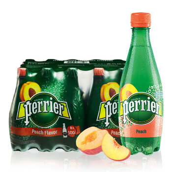 perrier巴黎水(perrier)法国原装进口气泡矿泉水 桃子味500ml*24瓶