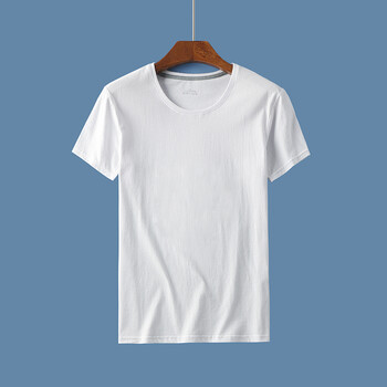 以纯男装春夏纯棉短袖t恤男士圆领白色百搭体恤衫经典全棉男装衣服