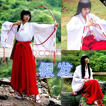 Cosplay动漫服装桔梗cos巫女服和服日本巫女服巫女假f发s 155 160 图片价格品牌报价 京东