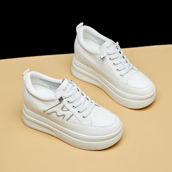 tiitcdg轻奢潮牌内增高小白鞋女鞋百搭鞋子秋季厚底休闲板鞋白色33