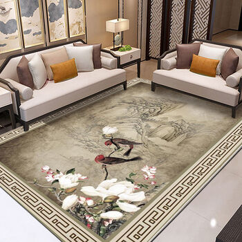 新中式客厅地毯荷花地毯中国风沙发茶几毯卧室满铺床边毯中式30180280