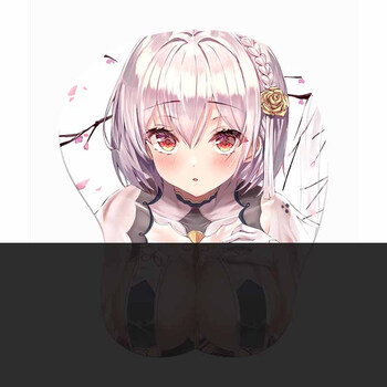 二次元美女3d胸立体鼠标垫定制碧蓝航线原神游戏动漫硅胶护手腕垫 姜