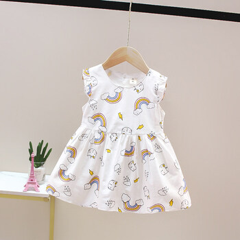 女宝宝连衣裙吊带裙夏装新生儿韩版棉布裙子0123岁婴儿背心裙云猫66cm