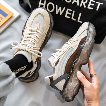 男鞋春秋款2023新款潮流百搭休闲运动鞋子男款潮鞋ins老爹鞋米色41