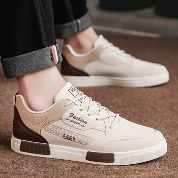 啄木鸟男鞋秋冬季皮面防水板鞋大码4647黑色鞋子男学生防滑实心底皮鞋