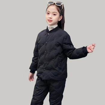 中学生校服羽绒内胆羽绒服套装小孩中大童冬季内穿初中校服神器 橙色