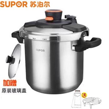 
                                                            苏泊尔SUPOR巧易开304不锈钢高压锅22cm压力快锅7.6L压力锅燃气电磁炉通用锅具D22E                