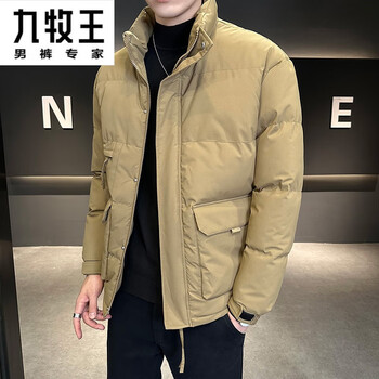 九牧王棉衣男士新款秋冬季休闲加厚保暖棉袄潮牌棉服外套男卡其色m90