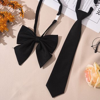 女士学院风制服蝴蝶结领结格子免打衬衫配饰装饰女生 黑色(领带 领结)
