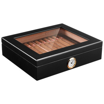 茄龙雪茄盒雪松木雪茄保湿盒透明天窗专业雪茄醇化保湿柜保湿箱 钢琴雅黑
