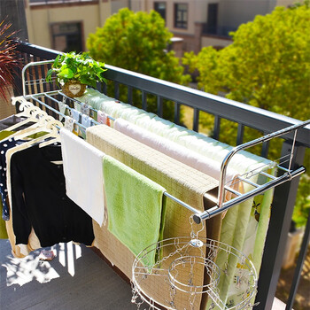 鞋架不锈钢窗外阳台晾晒架窗台护栏多功能晾衣架阳台晾衣服神器折叠