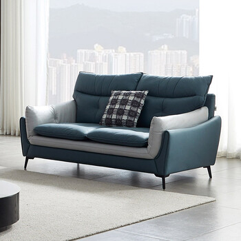 南方家居免洗科技布沙发客厅撞色布艺沙发直排沙发现代轻奢三人四人位