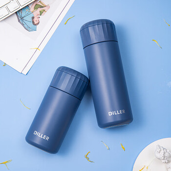 迪乐贝尔304不锈钢茶水分离保温杯女便携创意水杯logo赠礼保温杯 蓝色