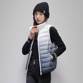 优衣库马甲女短款秋冬新款立领轻便90白鸭绒坎肩背心轻薄保暖外套