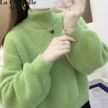 lachapellesport拉夏贝尔半高领水短款小毛衣女加厚2023秋冬新款小