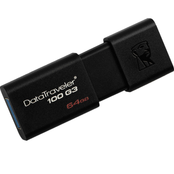 金士顿（Kingston）64GB USB3.0 U盘 DT100G3 黑色 滑盖设计 时尚便利