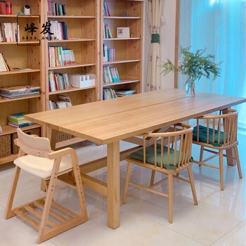 餐桌椅子组合长方形现代简约家用饭桌原木风客厅长桌子 单桌白蜡木
