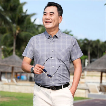 高品质中老年夏季男士衬衫精品中老年人男装上衣爸爸衬衣新款中年男士