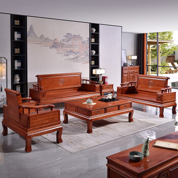 子龙世家 格木沙发菠萝格全实木现代中式新中式客厅多功能组合沙发带