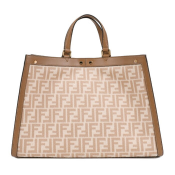 芬迪 fendi 女士peekaboo x-tote系列米色中号ff羊毛手袋手提包 8bh3