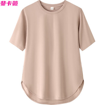 斐卡薇莫代尔t恤女兰奥今年流行圆弧下摆短袖t恤女夏季新款莫代尔宽松