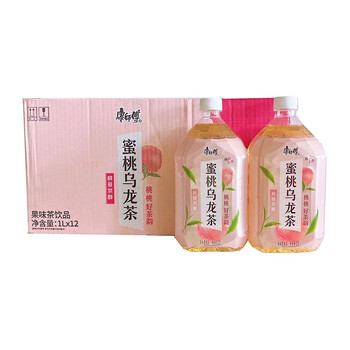 康师傅1升装饮品蜜桃乌龙茶1l*4/饮料1000ml大瓶装饮品 8瓶
