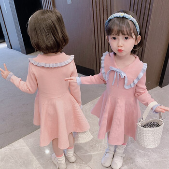 2-4-6-7-8岁女童秋装毛衣裙子2022春秋季新款网红女宝宝连衣裙儿童