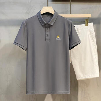 sunwisess有带领子的t恤男装短袖男士简约小熊刺绣帅气翻领高端polo衫