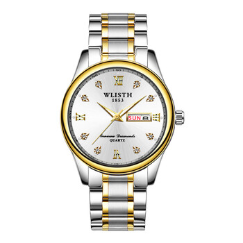 wlisth 商务男士手表日历石英男表时尚手表 黑带黑面1