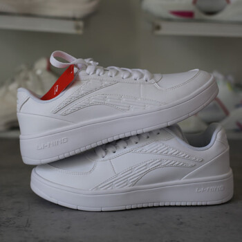 李宁板鞋男鞋小白鞋2023秋冬保暖舒适白色空军一号经典运动休闲鞋基础