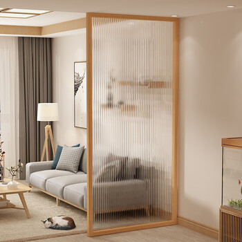 长虹玻璃玄关客厅入户长虹玻璃小户型侘寂风隔断隔墙屏风墙现代简约