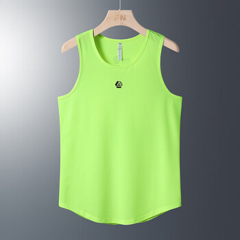 寇冠军荧光绿健身房运动背心男冰丝无袖坎肩跑步速干凉感透气汗衫肌肉